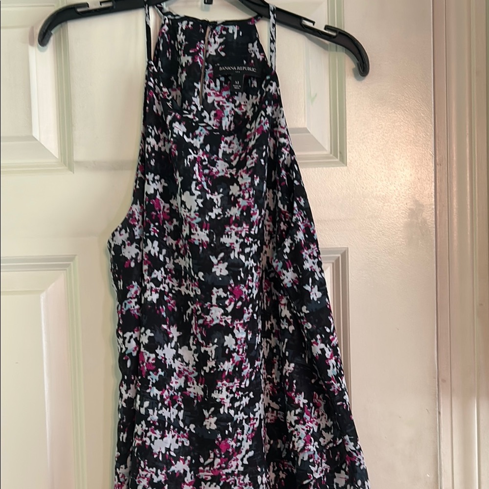 Banana Republic Black and Pink Floral Top